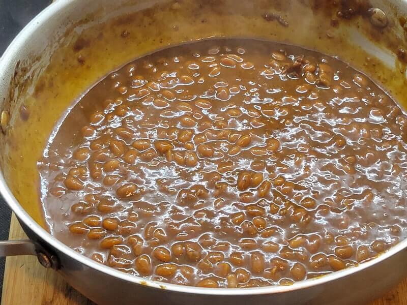 Molasses Spiced Beans thickened with Slurry