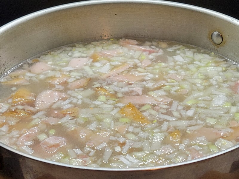 Softening the Beans with Onion & Ham Fat