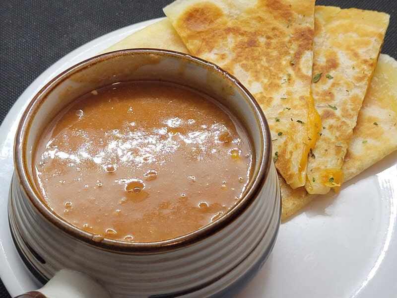 Burrito Soup with Cheese Quesadillas