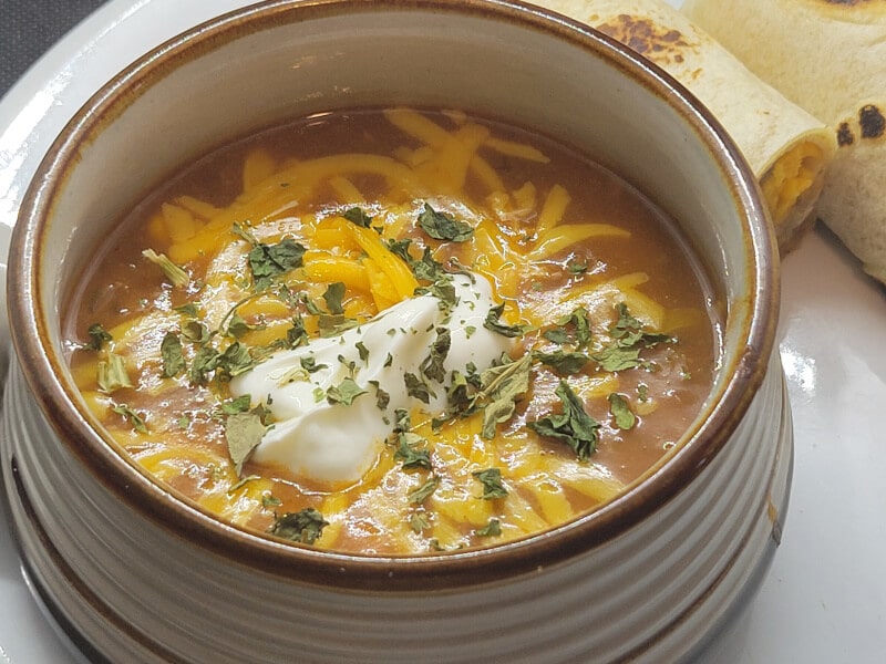 Burrito Soup with a Beef & Cheese Burrito side