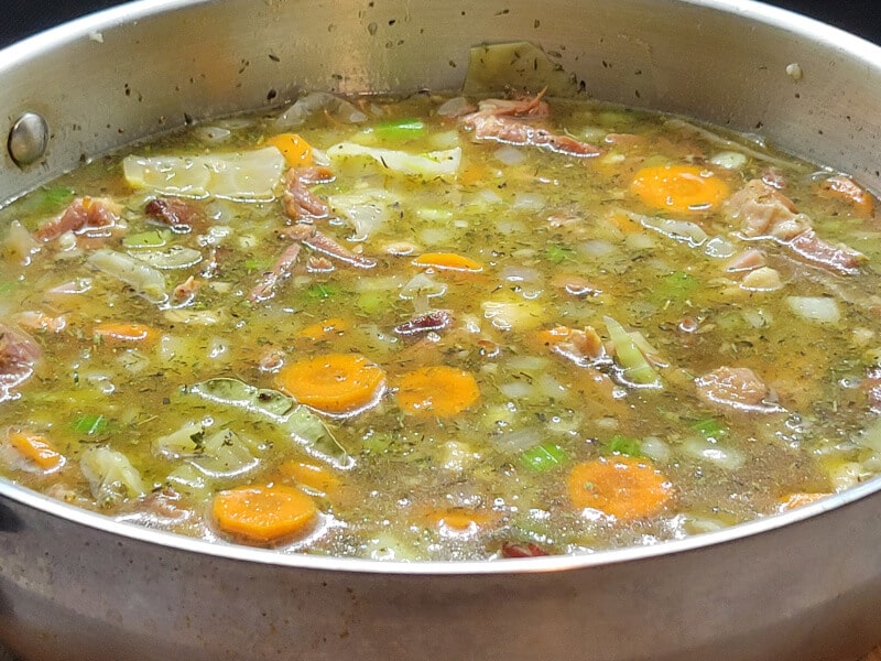 Hambone Soup adding the Ham