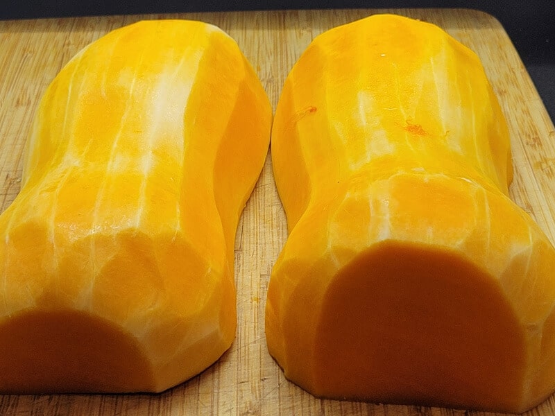 Peeled sliced in Half Butternut Squash