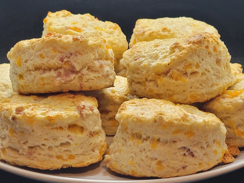 Plate of Ham & Cheese Biscuits after cooling