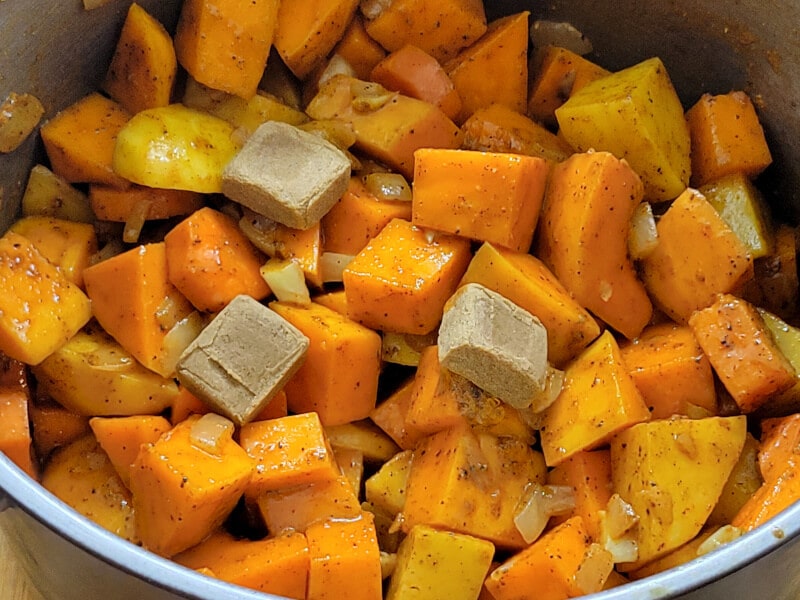 Squash Soup cooked Vegetables, Bouillon and Warming Spices