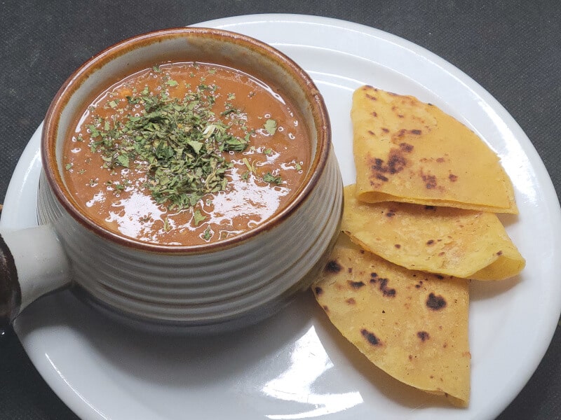 Burrito Soup with Corn Tortillas Cheese Quesadillas