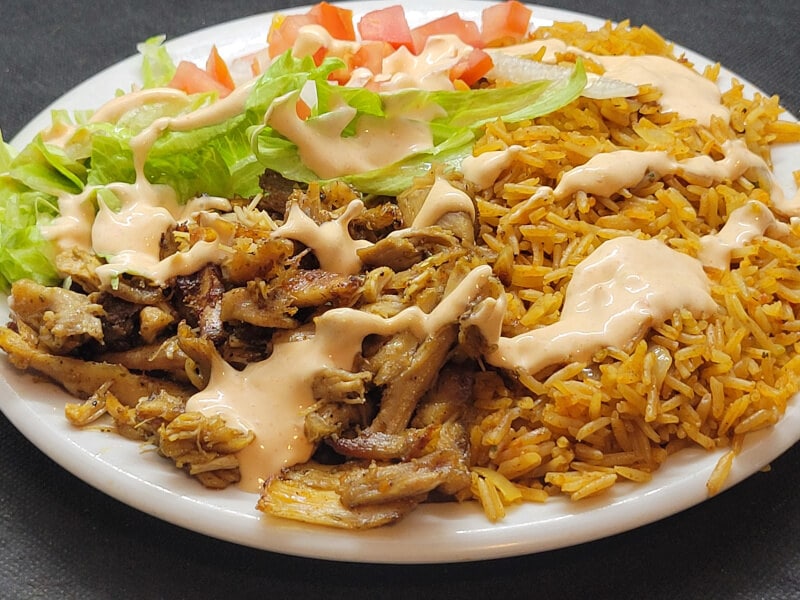 Turkey Shawarma Rice Bowl with Mild Mayo
