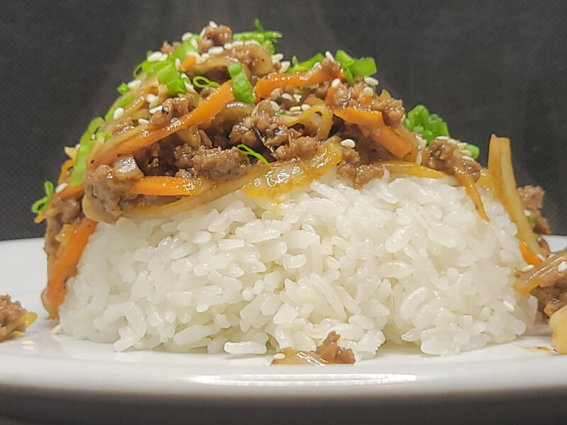 Bulgogi on top Steamed Rice mould