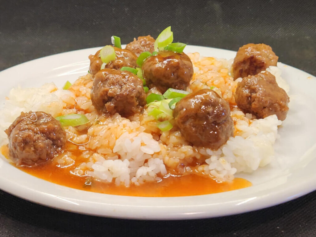 JAHZKITCHEN Beef Korean Sweet & Sour Meatballs over Rice