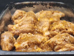 Halifax Shawarma Marinated Chicken going in the Oven