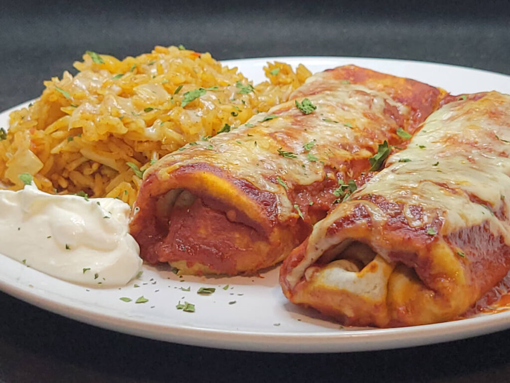 JAHZKITCHEN Burrito Enchiladas with Red Taco Sauce
