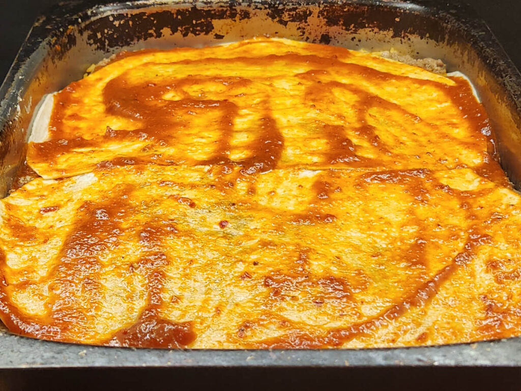Burrito Casserole Seventh & Eight Layer Tortillas & Red Sauce