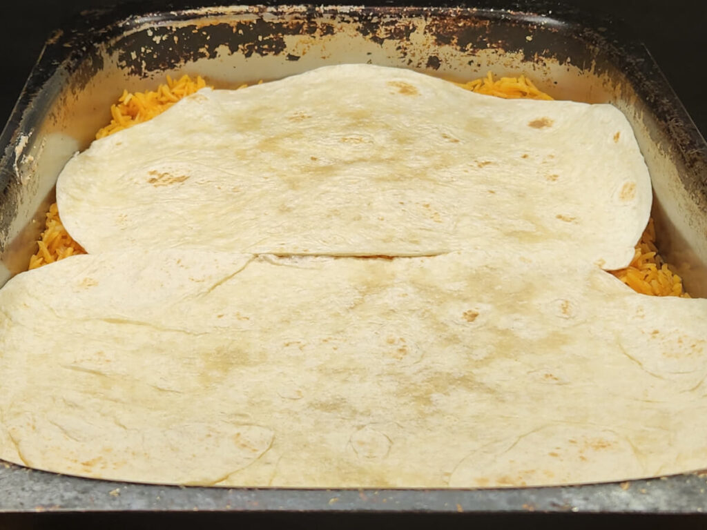Burrito Casserole Third Layer Tortillas