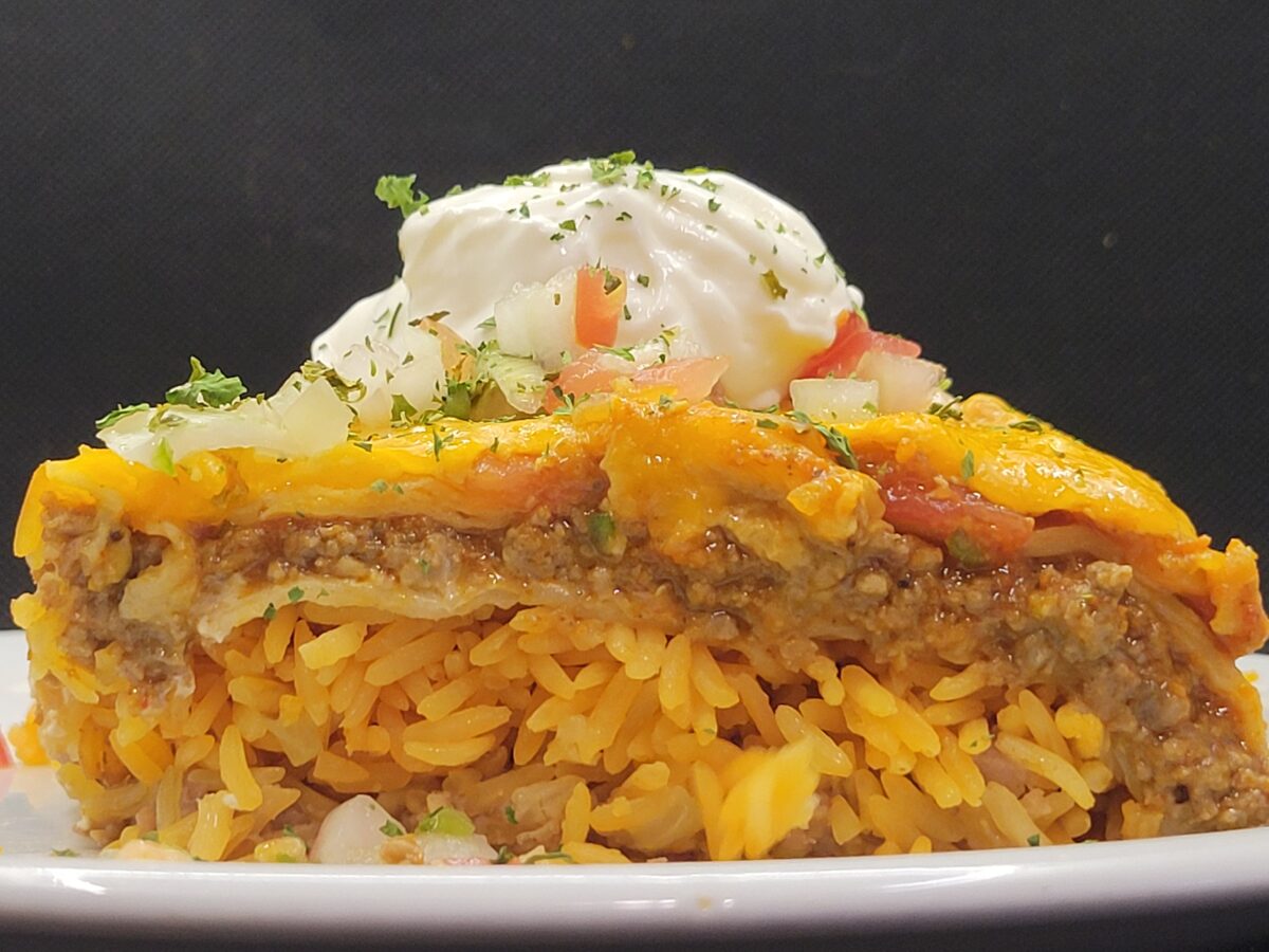 Plate of Burrito Casserole Slice