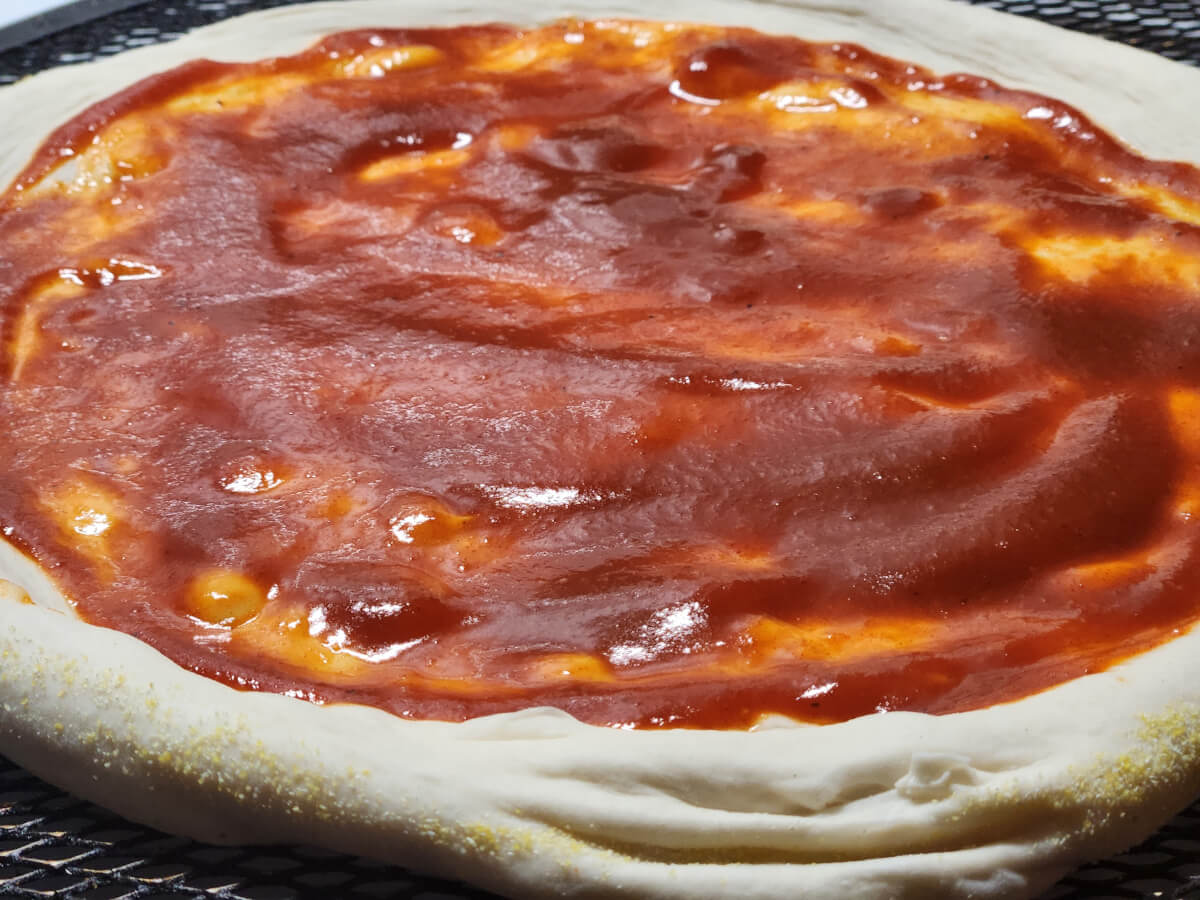JAHZKITCHEN Pizza Dough sauced with Pappy BBQ Sauce