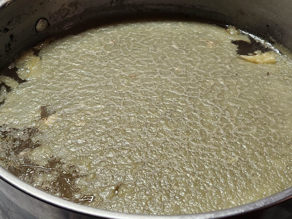 JAHZKITCHEN Refrigerated Turkey Stock with Fat settled at the top