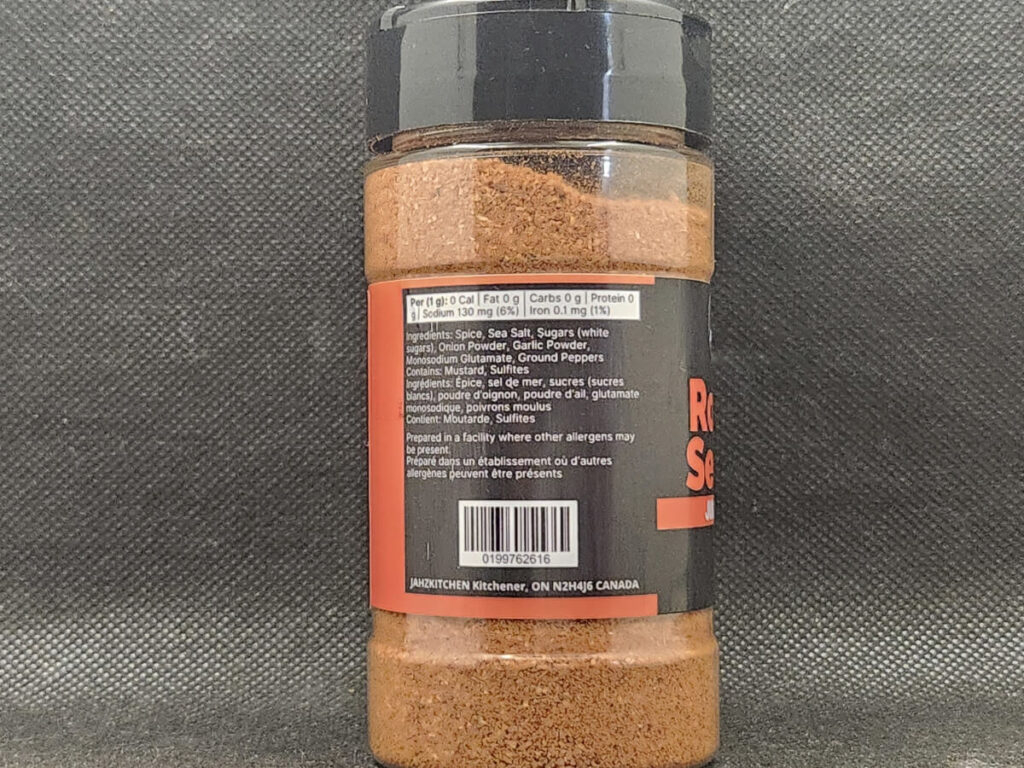 JAHZKITCHEN Rotisserie Seasoning Product Nutrition and Ingredients