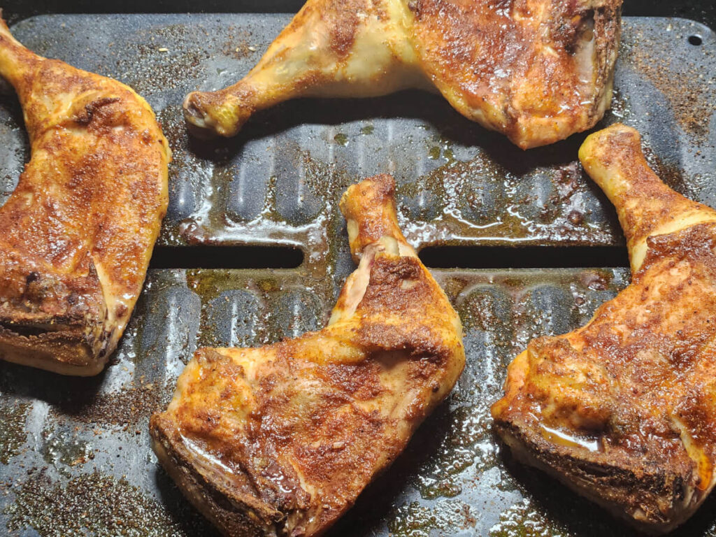 JAHZKITCHEN Rotisserie Chicken Quarters after 25 minutes