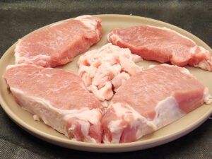 JAHZKITCHEN Boneless Pork Chops with fat Trimmed off to render out for searing