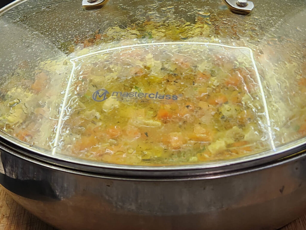 JAHZKITCHEN Chicken Egg Noodle Soup Covered and Rested