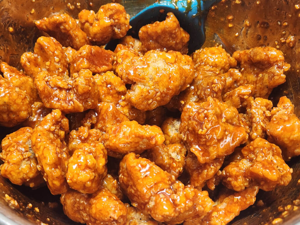 JAHZKITCHEN Tossing Korean Pork Bites in Yangnyeom Sauce