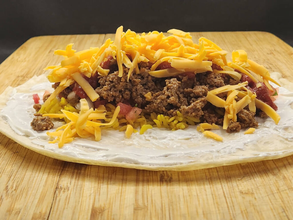 JAHZKITCHEN Beef & Rice Burrito assembly