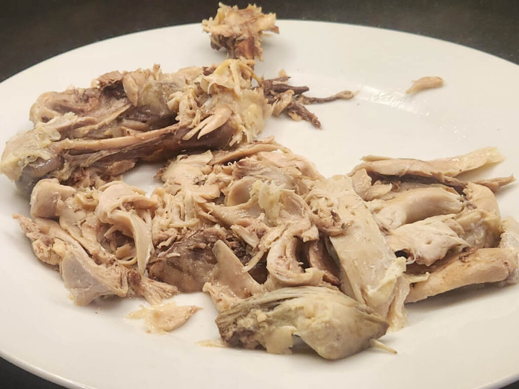 JAHZKITCHEN Chicken Quarter simmered for 45 minutes and meat stripped for soup