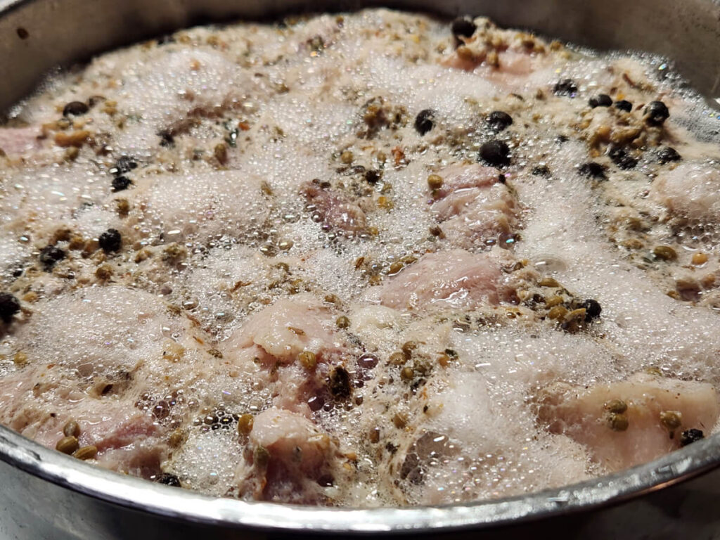 JAHZKITCHEN Simmering Corned Pork Scum after 2 hours