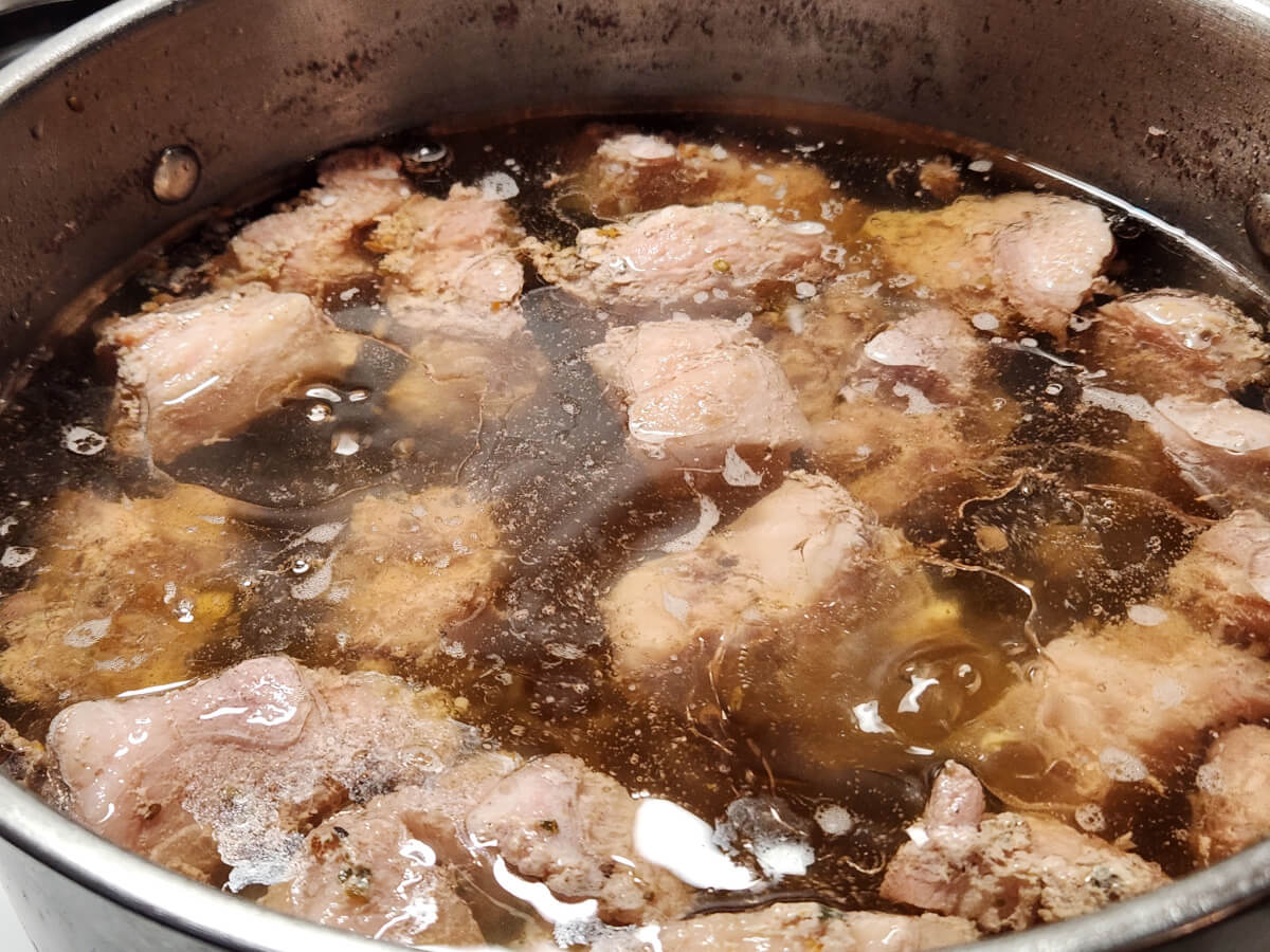 JAHZKITCHEN Simmering Corned Pork Scum skimmed off
