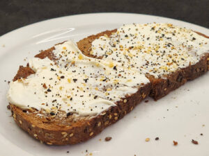 JAHZKITCHEN Buttered Bavarian Sour Dough Toast with Cream Cheese and Everything Bagel Seasoning