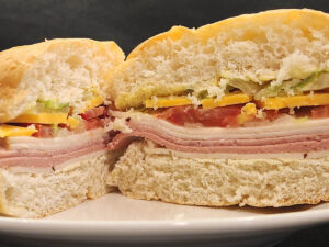 JAHZKITCHEN Chicken Deli Trio Kaiser Roll Halves Closeup