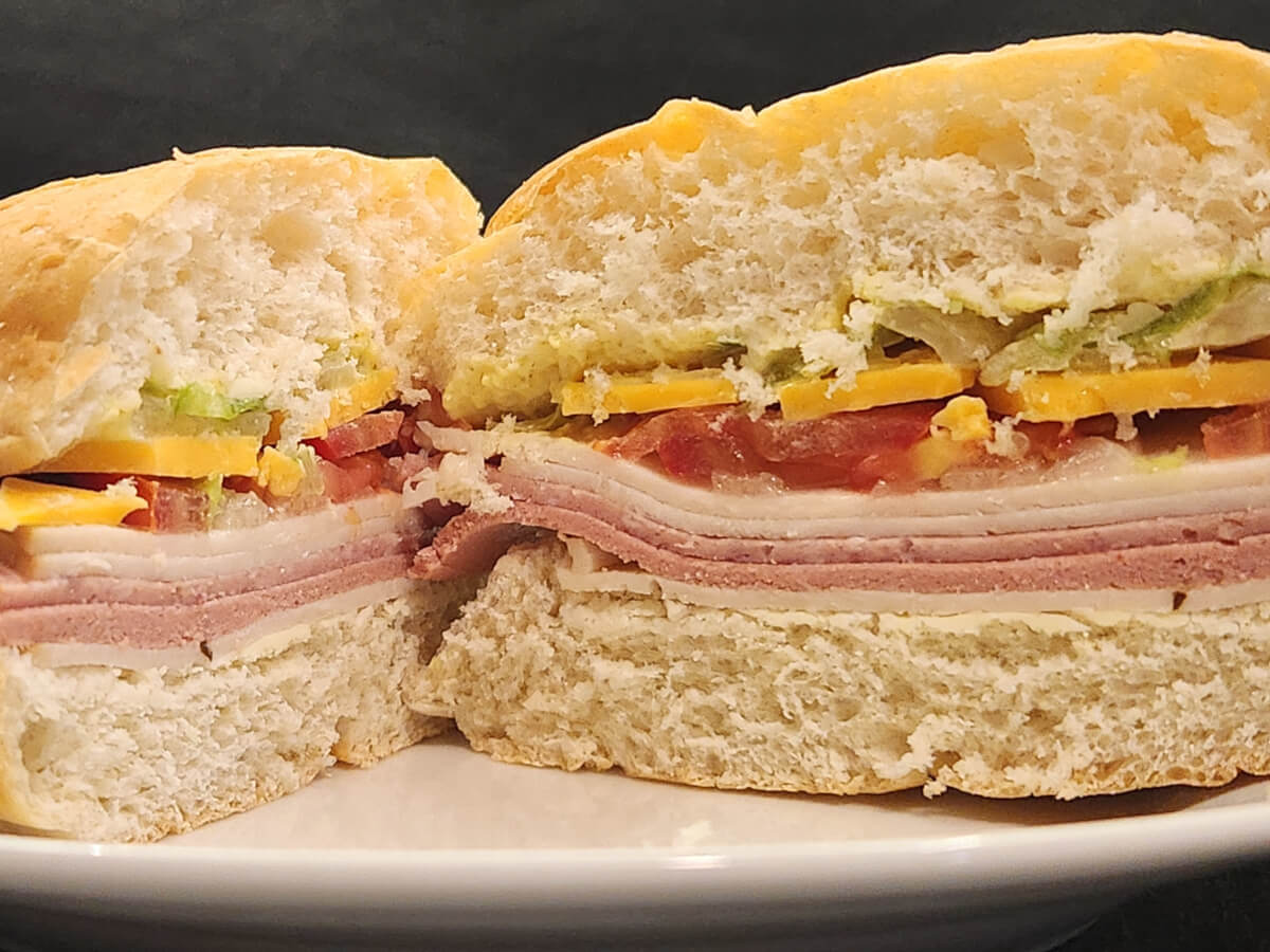 JAHZKITCHEN Chicken Deli Trio Kaiser Roll Halves Closeup