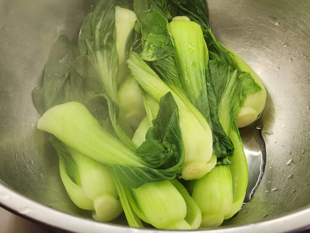 JAHZKITCHEN Blanched Bok Choy in salted water