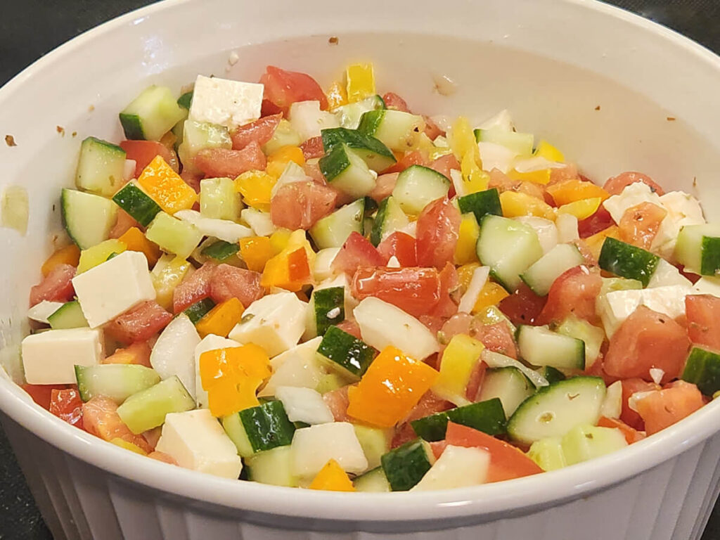 JAHZKITCHEN Greek Salad with Greek Ladolemono Small diced for gyro topping