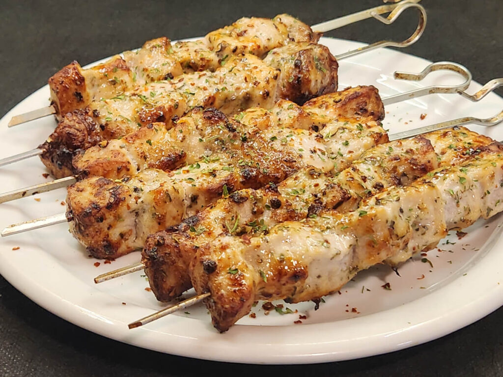 JAHZKITCHEN Pork Souvlaki with Parsley & Aleppo garnish