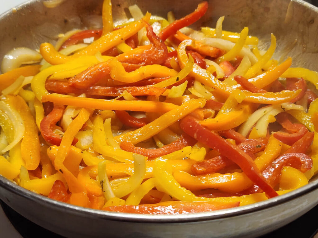 JAHZKITCHEN Sauteed Onions & Peppers with ladolemono and Goya Adobo Seasoning