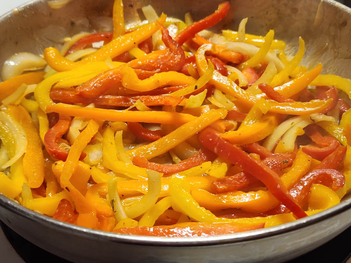 JAHZKITCHEN Sauteed Onions & Peppers with ladolemono and Goya Adobo Seasoning