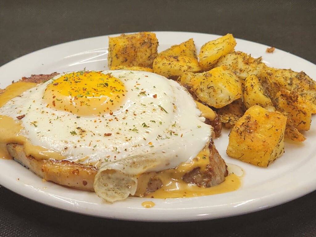 Pork Chops & Eggs with Pan Cream Sauce
