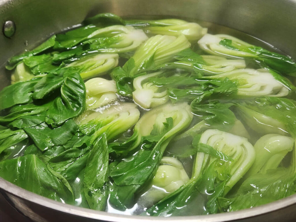 JAHZKITCHEN Boiling Bok Choy in Seasoned Water