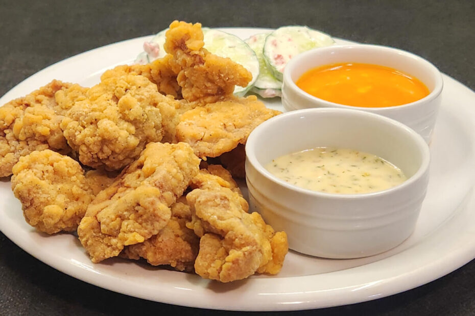 JAHZKITCHEN Boneless Wings with a side of Honey Dill Sauce and Buffalo Sauce