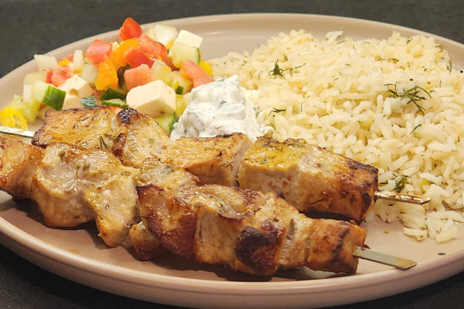 JAHZKITCHEN Greek Pork Souvlaki Platter