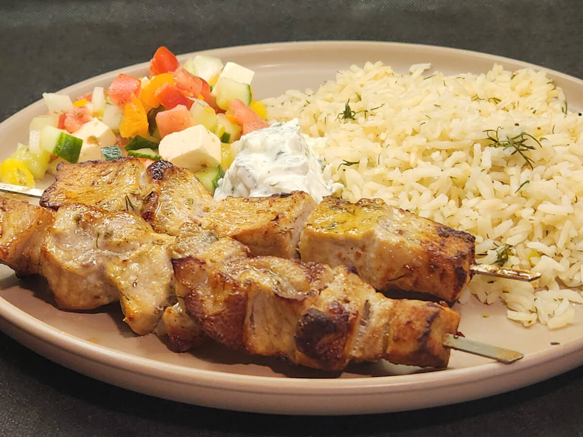 JAHZKITCHEN Greek Pork Souvlaki Platter