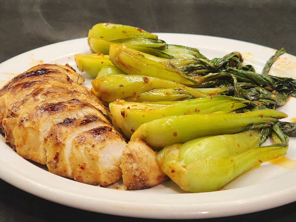 JAHZKITCHEN Korean Seared Chicken Fillets and Stir Fried Bok Choy JAHZKITCHEN Korean Seared Chicken Fillets and Stir Fried Bok Choy