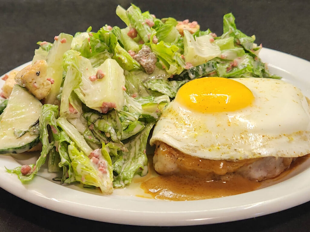 JAHZKITCHEN Pork Chops & Eggs with Caesar Salad